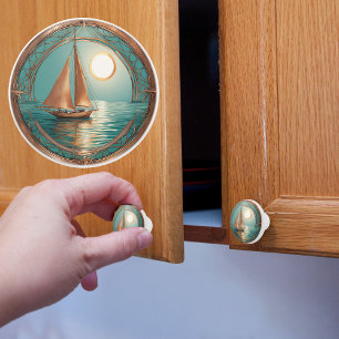 Bouton De Porte En Céramique Voile au clair de lune en cuivre