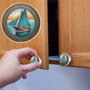 Bouton De Porte En Céramique Voile au coucher du soleil