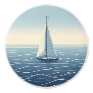 Bouton De Porte En Céramique Voilier en haute mer 