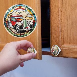 Bouton De Porte En Céramique Voiture Vintage Verre Teinté Faux