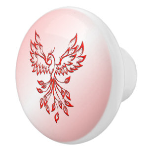 Bouton De Porte En Céramique Vol d'un phénix rouge