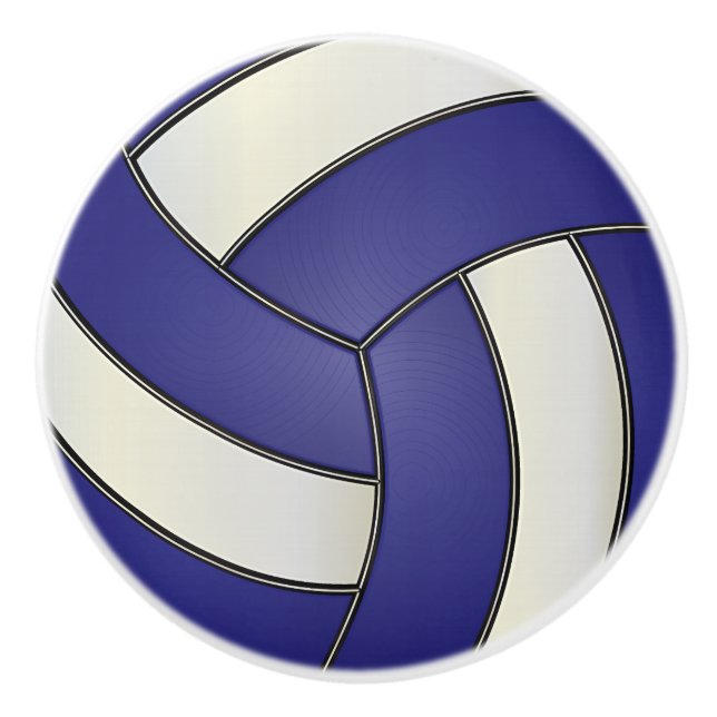 Bouton De Porte En Céramique Volley-ball bleu foncé et blanc (Devant)