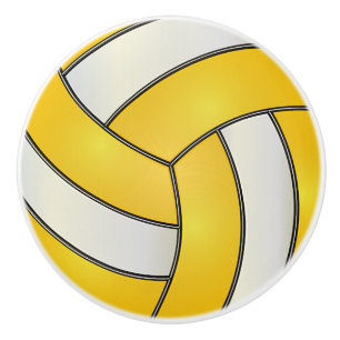 Bouton De Porte En Céramique Volley-ball jaune et blanc