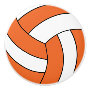 Bouton De Porte En Céramique Volley-ball orange et blanc
