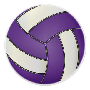 Bouton De Porte En Céramique Volleyball pourpre et blanc