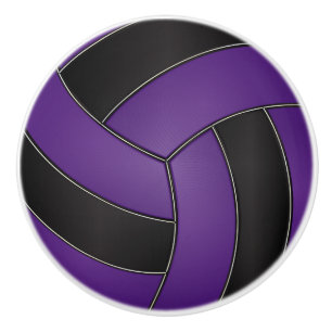 Bouton De Porte En Céramique Volleyball pourpre et noir