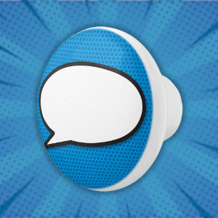 Bouton De Porte En Céramique Votre message Voix Bubble Amusant Retro Comique Li