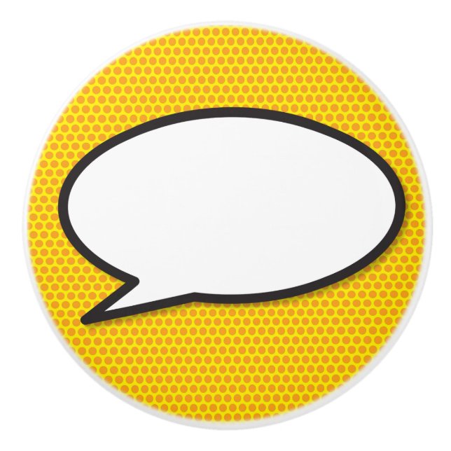 Bouton De Porte En Céramique Votre message Voix Bubble Amusant Retro Comique Li (Devant)