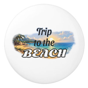 Bouton De Porte En Céramique Voyage sur la Plage Design d'Évasion au Coucher de