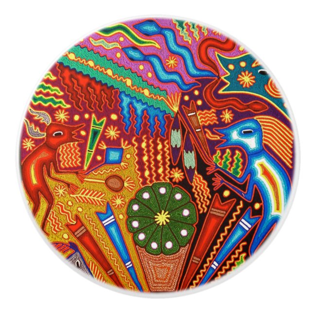 Bouton De Porte En Céramique Voyage tribal maya mexicain de Boho d'art d'Oaxaca (Devant)