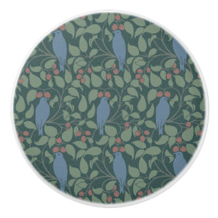 Bouton De Porte En Céramique Voysey's Birds in Berry Bush Ceramic Knob