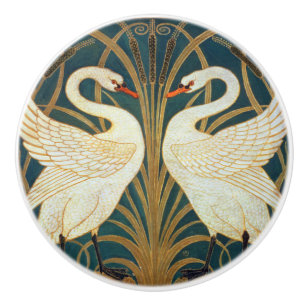 Bouton De Porte En Céramique Walter Crane Swan