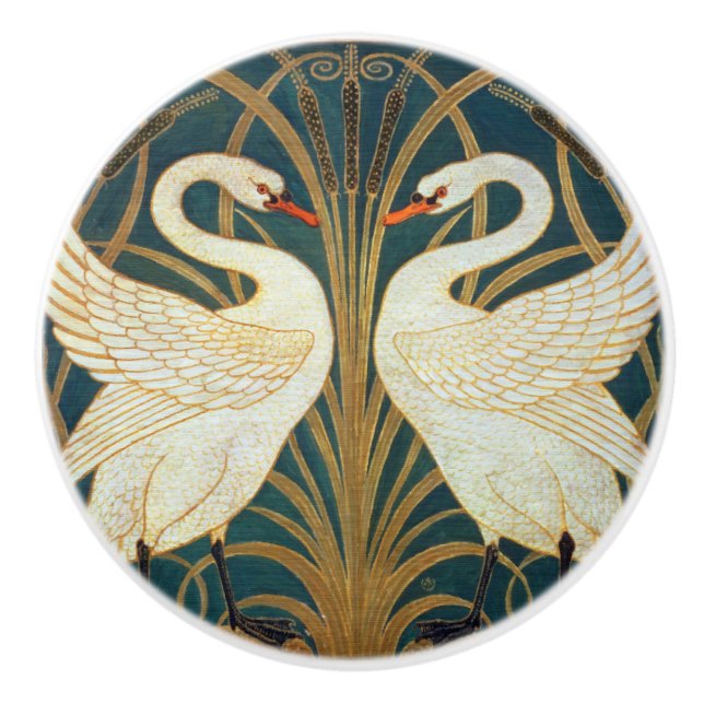 Bouton De Porte En Céramique Walter Crane Swan (Devant)