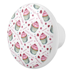 Bouton De Porte En Céramique Watercolor cupcakes