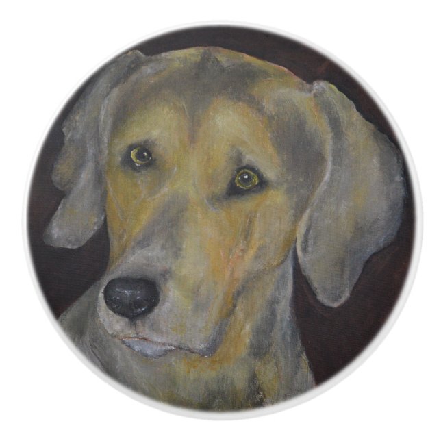 Bouton De Porte En Céramique Weimaraner (Devant)