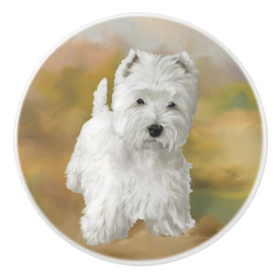 Bouton De Porte En Céramique West Highland White Terrier