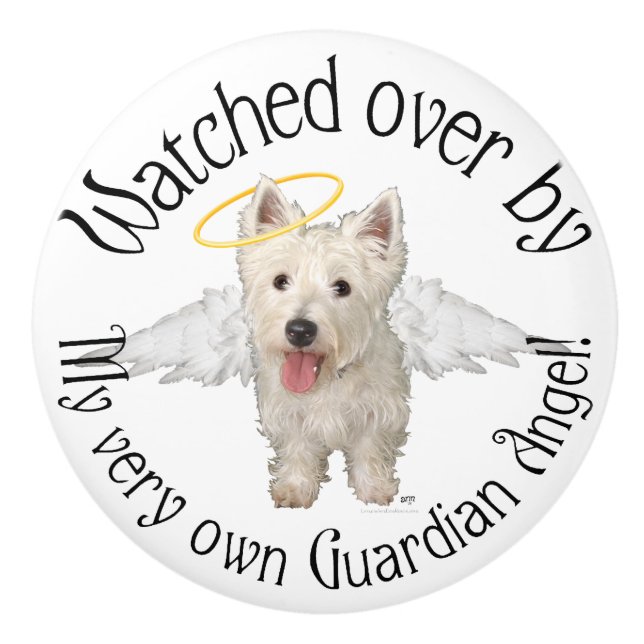 Bouton De Porte En Céramique West Highland White Terrier (Devant)