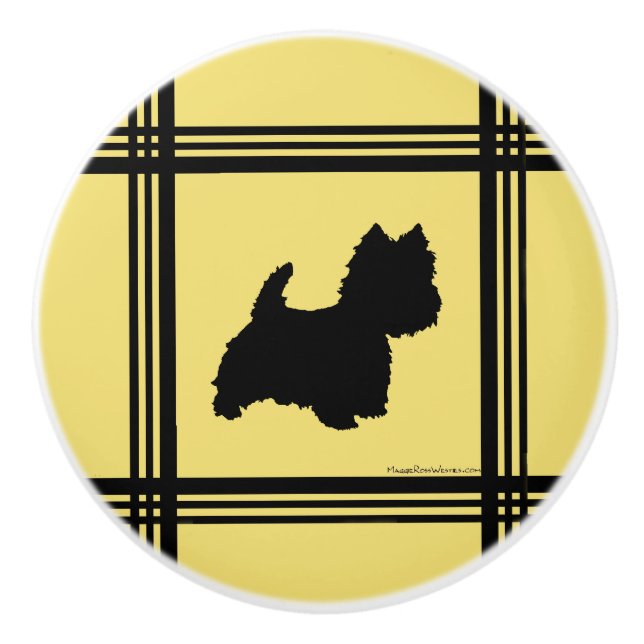 Bouton De Porte En Céramique Westie (Devant)