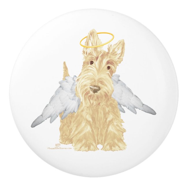 Bouton De Porte En Céramique Wheaten Scottish Terrier Angel (Devant)