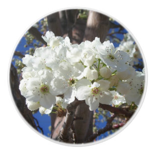 Bouton De Porte En Céramique White Blossoms II
