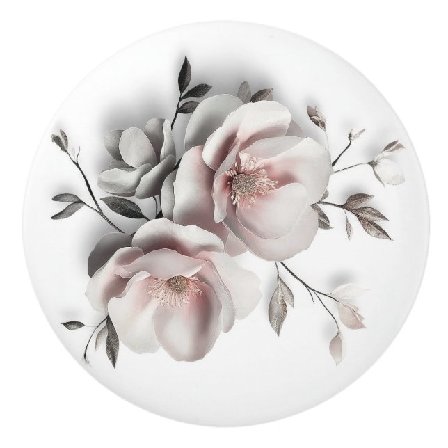 Bouton De Porte En Céramique White Blush 3 D Flower (Devant)