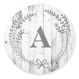 Bouton De Porte En Céramique White Wood Rustic