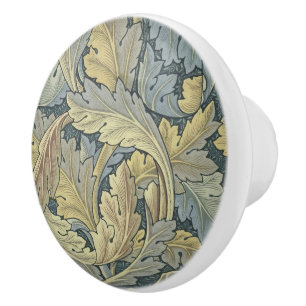 Bouton De Porte En Céramique William Morris Acanthus Feuille Floral Art Nouveau