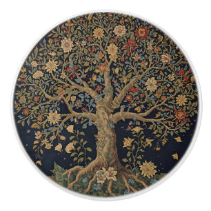 Bouton De Porte En Céramique William Morris Arbre de Vie Vintage Préraphaélite