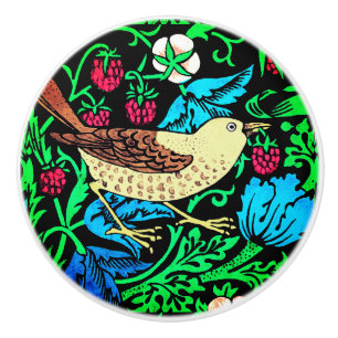 Bouton De Porte En Céramique William Morris Bird & Flower, bleu et Brown