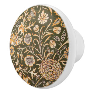 Bouton De Porte En Céramique William * Morris Cherwell Brown Orange