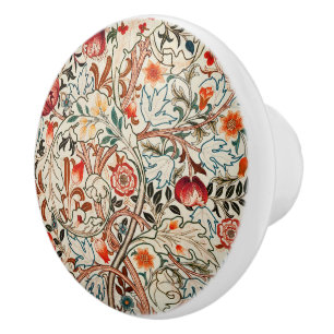 Bouton De Porte En Céramique William * Morris Floral Acanthus Portiere