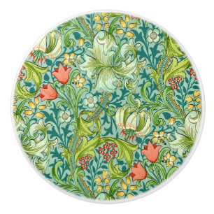 Bouton De Porte En Céramique William Morris Golden Lily Vintage Floral Design