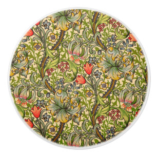Bouton De Porte En Céramique William Morris Golden Lily Vintage Floral Design