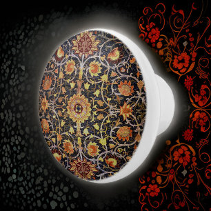 Bouton De Porte En Céramique William * Morris Grey Floral Holland Park