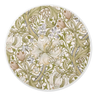Bouton De Porte En Céramique William Morris Jardin Fleur de Lys Classique