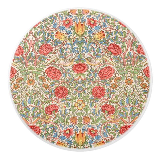 Bouton De Porte En Céramique William Morris "Rose" (Devant)