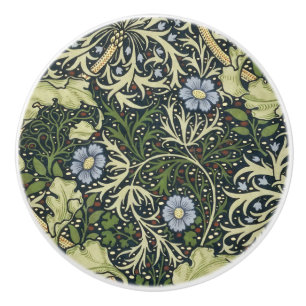 Bouton De Porte En Céramique William Morris Seaweed Motif Floral Art Vintage