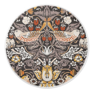 Bouton De Porte En Céramique William Morris Strawberry Thief Charbon Ocbre