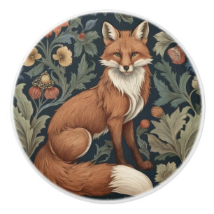 Bouton De Porte En Céramique William Morris style floral droite face Fox