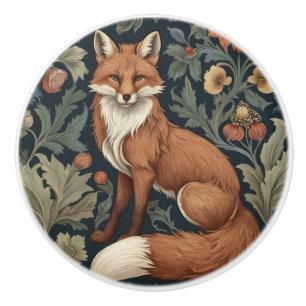 Bouton De Porte En Céramique William Morris style floral gauche face Fox