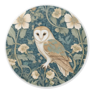 Bouton De Porte En Céramique William Morris style Gauche Crème Turquoise Barne 