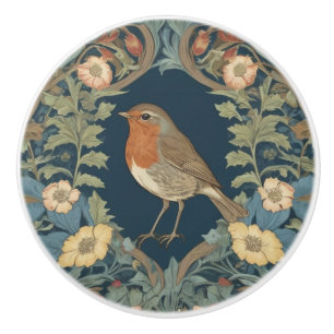 Bouton De Porte En Céramique William Morris style L Robin Redmamd Bird