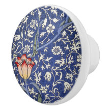 William Morris Vintage Floral Tulip Bleu Blanc Rou