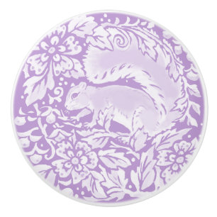 Bouton De Porte En Céramique Wisteria Écureuil violet Forêt Florale Bois