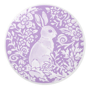 Bouton De Porte En Céramique Wisteria Lapin Violet Lapin Lapin Bois Floral
