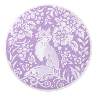 Bouton De Porte En Céramique Wisteria Violet Fox Forêt Florale Bois