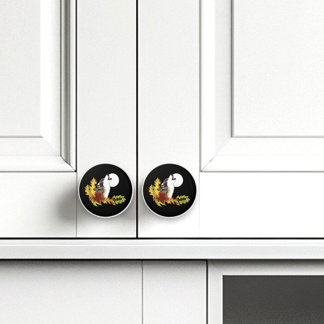 Bouton De Porte En Céramique Wolf Howling Moon (Créateur téléchargé)