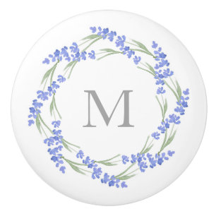 Bouton De Porte En Céramique Wreath Lavande d'aquarelle