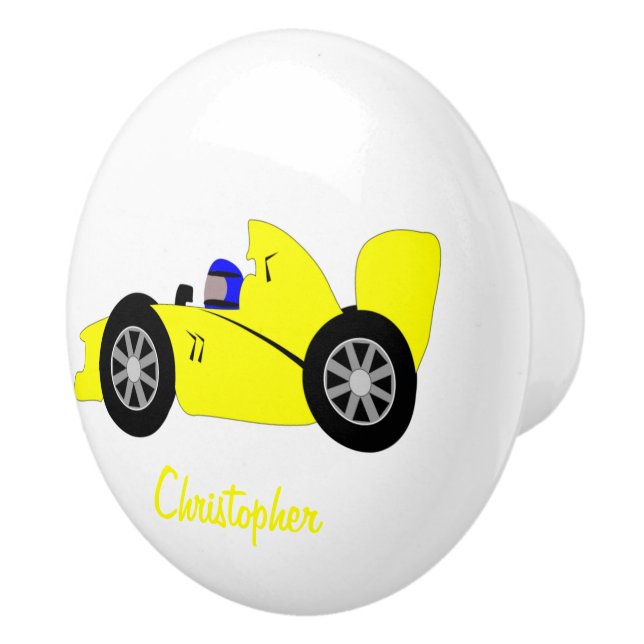 Bouton De Porte En Céramique Yellow Racing Car Design (Droite)