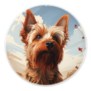 Bouton De Porte En Céramique Yorkie Yorkshire Terrier Chien Mignon Chiot